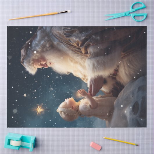 デコップサンタが孫に向かってイエスを語る 薄葉紙 (クラフト)