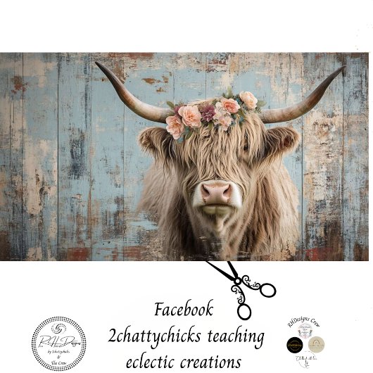 デコップシャギーハイランドカウピーチフラワー 薄葉紙