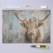 デコップシャギーハイランドカウピーチフラワー 薄葉紙 (クラフト)