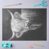 デコップシャギー高地カウブラック背景 薄葉紙 (クラフト)