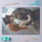 デコップスケルトンのカップル結婚式ビクトリアン日 薄葉紙 (クラフト)