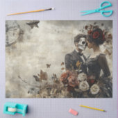 デコップスケルトンカップル結婚式の日の背景 薄葉紙 (クラフト)