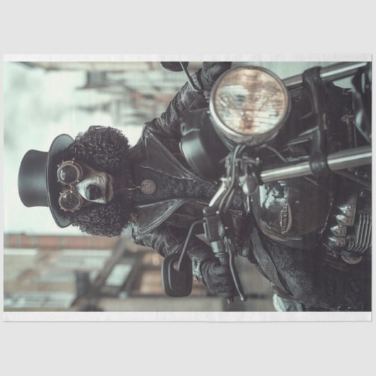 デコップスタームパンクブラックスタンダードプードルバイクもしくは自転車に乗る人 薄葉紙 (正面)