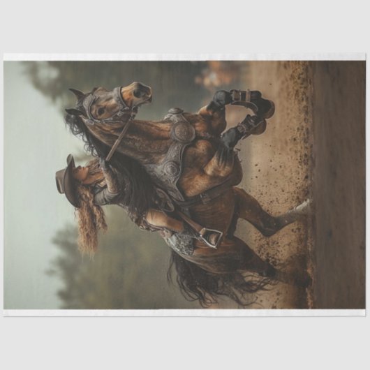 デコップスタームパンク女性のカーボーイ馬ライダー 薄葉紙 (正面)