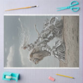 デコップスティームパンクのライオンと砂漠の女性 薄葉紙 (クラフト)