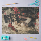 デコップスティームパンクバレンタインカップル赤ブラック 薄葉紙 (クラフト)