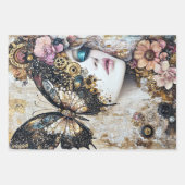 デコップスティームパンクビクトリアンレディーバタフライ ラッピングペーパーシート (正面3)