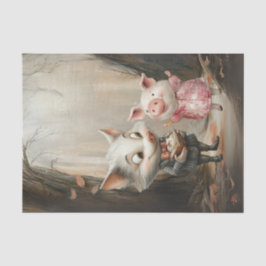 デコップストーリーブックイラストレーションウルフ&ピッグウッズ 薄葉紙