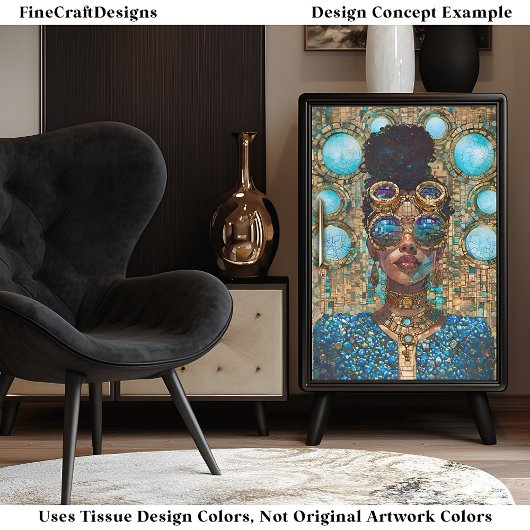 デコップダークスキンブルーウーマンフェイクモザイク063 薄葉紙