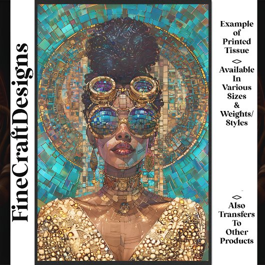 デコップダークスキン金ゴールド女フェイクモザイク062 薄葉紙