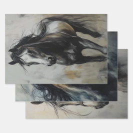 デコップトリオチャコールラストホースアート ラッピングペーパーシート