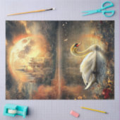 デコップナイトシーンムーンキャッスルスワン湖 薄葉紙 (クラフト)