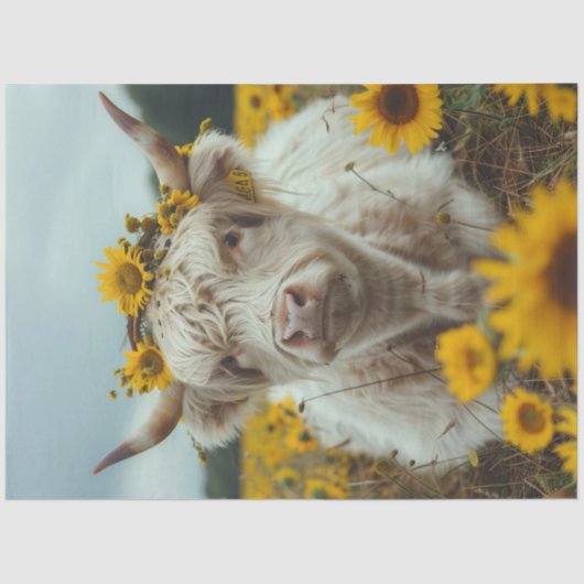 デコップハイランドカウフィールドひまわり花 薄葉紙 (正面)