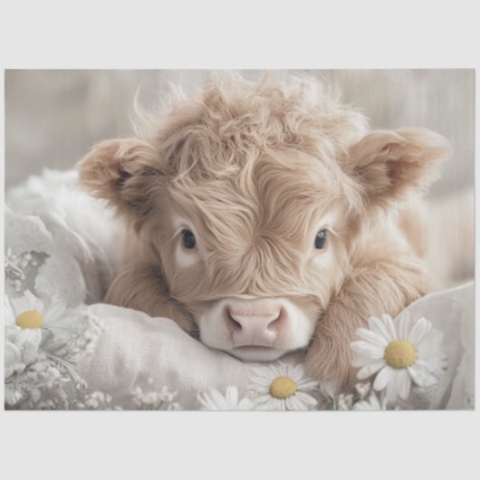 デコップハイランドカーフホワイトデイジー 薄葉紙 (正面)