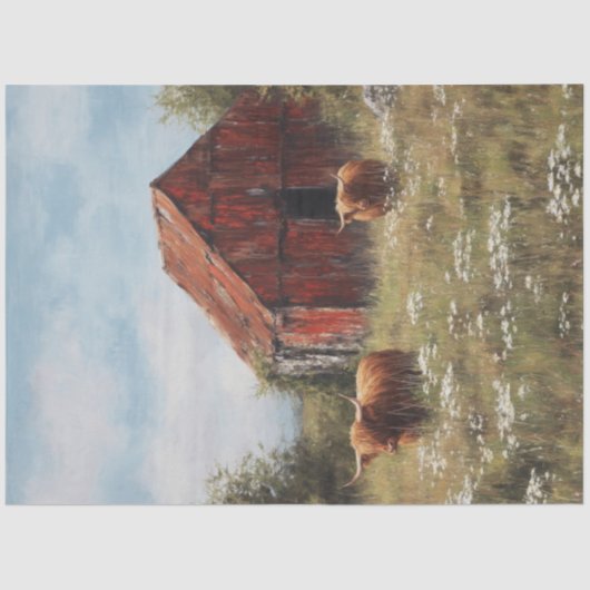 デコップハイランド牛をワイルドフラワーズバ素朴ンに 薄葉紙 (正面)