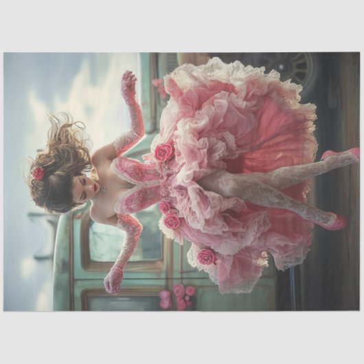 デコップバレンタインデイレディ踊りヴィンテージトラック 薄葉紙 (正面)