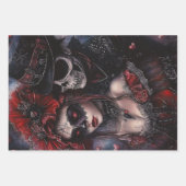 デコップバレンタインハートとゴシック様式のカップル ラッピングペーパーシート (正面)