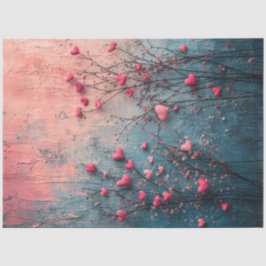 デコップバレンタインバックグラウンドピンクティール（緑がかった色）&ハート 薄葉紙