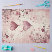 デコップバレンタインバックグラウンドレッドピンクハート 薄葉紙 (クラフト)