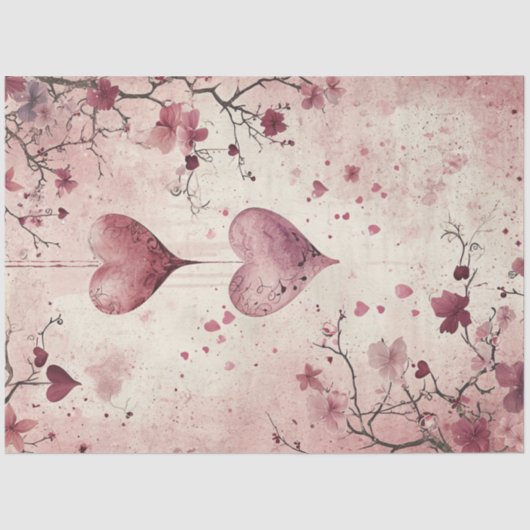 デコップバレンタインバックグラウンドレッドピンクハート 薄葉紙 (正面)