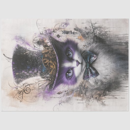 デコップパお洒落ープルブラックキャットトップハット 薄葉紙 (正面)