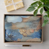 デコップパステルエレガントフラワーズブルーピーチクリーム 薄葉紙 (ギフト)