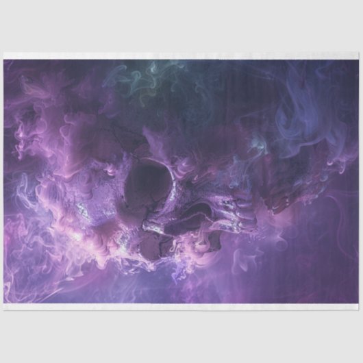 デコップパープルお洒落スモーク白熱［赤熱］光を放つスカル 薄葉紙 (正面)