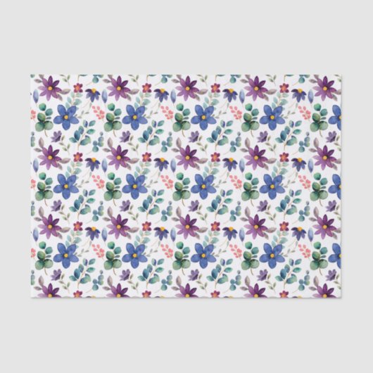 デコップパープルブルーフローラ花水色 薄葉紙 (正面)