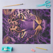 デコップパープル鮮やかヒョウ顔金ゴールドリーフ 薄葉紙 (クラフト)