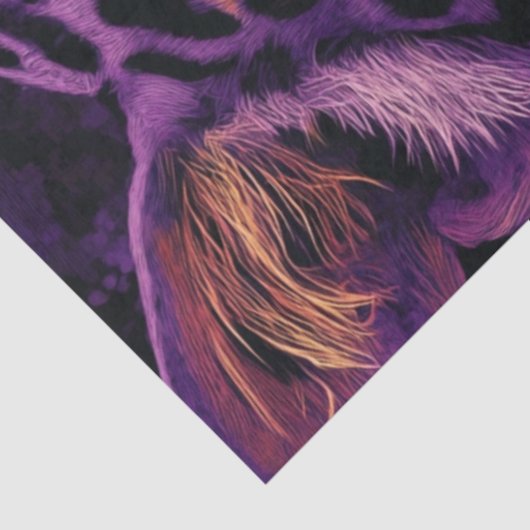 デコップパープル鮮やかヒョウ顔金ゴールドリーフ 薄葉紙 (詳細)