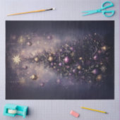 デコップパープル鮮やか金ゴールドクリスマスツリー 薄葉紙 (クラフト)