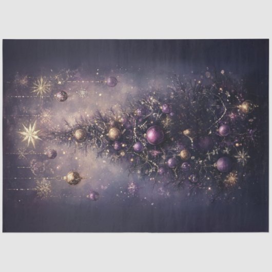 デコップパープル鮮やか金ゴールドクリスマスツリー 薄葉紙 (正面)