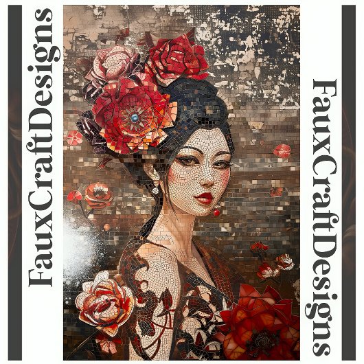 デコップビューティフルアジア女性フェイクモザイク041 薄葉紙