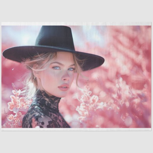 デコップビューティフルレディーブラックライディングハット 薄葉紙 (正面)