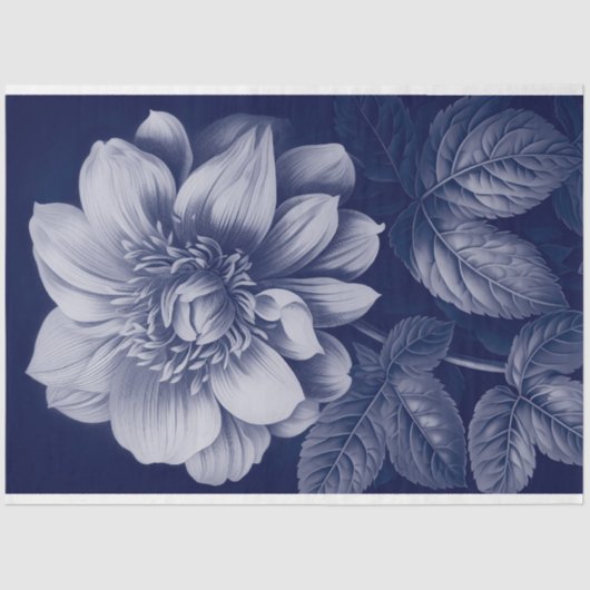 デコップファニチュアダリアネイビーブルーモノクロ 薄葉紙 (正面)