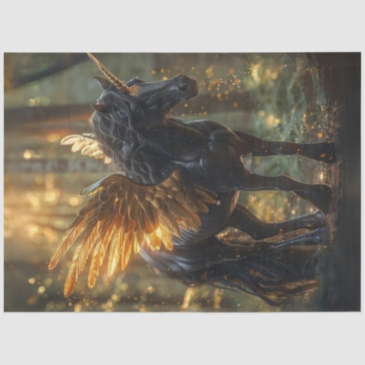 デコップファンタジーランドブラックユニコーン金ゴールド翼 薄葉紙 (正面)