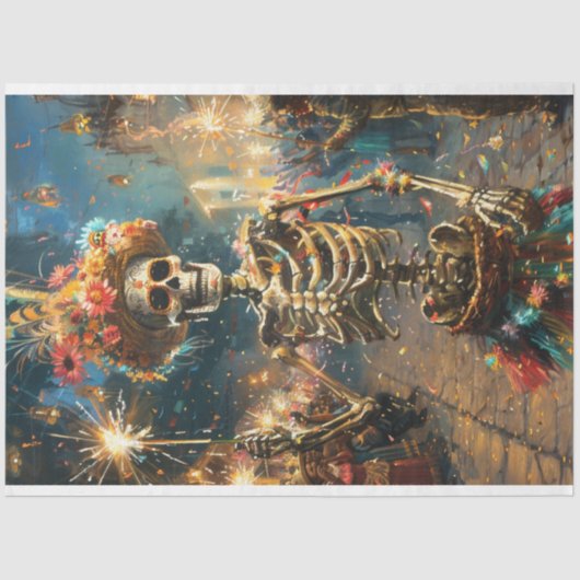 デコップフィエスタの死んだハロウィーンスケルトン 薄葉紙 (正面)