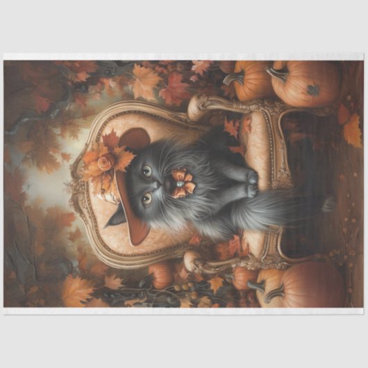 デコップブお洒落ラックキャット秋ポートレート 薄葉紙 (正面)