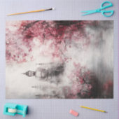 デコップブッダさくらんぼ花咲き蓮の花 薄葉紙 (クラフト)