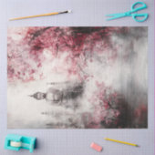 デコップブッダ像さくらんぼ花の木 薄葉紙 (クラフト)