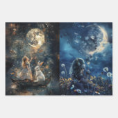 デコップブッダ、女の子ウサギ、タンポポ、猫 ラッピングペーパーシート (正面2)