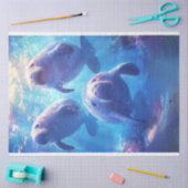 デコップブルー海ウォーターズサッドマナティーファミリー 薄葉紙 (クラフト)