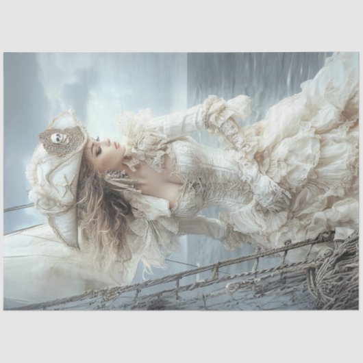 デコップブロンド海賊レディーホワイトドレス 薄葉紙 (正面)