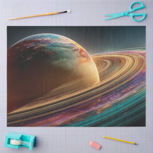 デコッププラネ鮮やかットサーフェス金ゴールド紫ティール(緑がかった色) 薄葉紙 (クラフト)