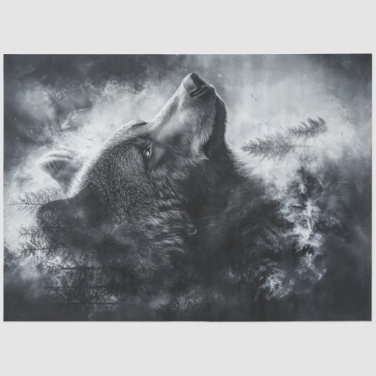 デコップベアーフルムーンバックグラウンド融合アート 薄葉紙 (正面)