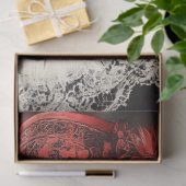 デコップページヴィンテージバレンタインキャットレッドブラック 薄葉紙 (ギフト)