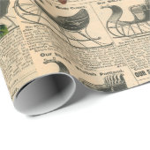 デコップページヴィンテージポインセチア休日の鳥の書き込み ラッピングペーパー (ロールコーナー)