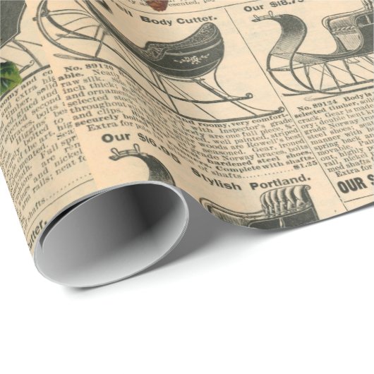 デコップページヴィンテージポインセチア休日の鳥の書き込み ラッピングペーパー (ロールコーナー)