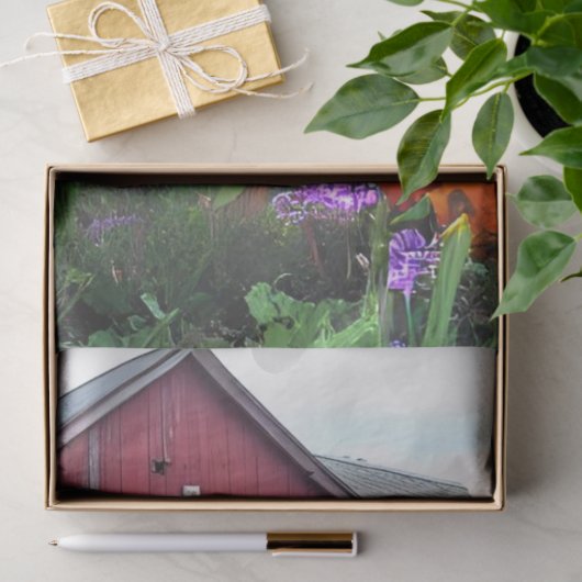 デコップページヴィンテージ錆びたブルートラックフラワー 薄葉紙 (ギフト)