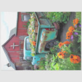 デコップページヴィンテージ錆びたブルートラックフラワー 薄葉紙 (正面)